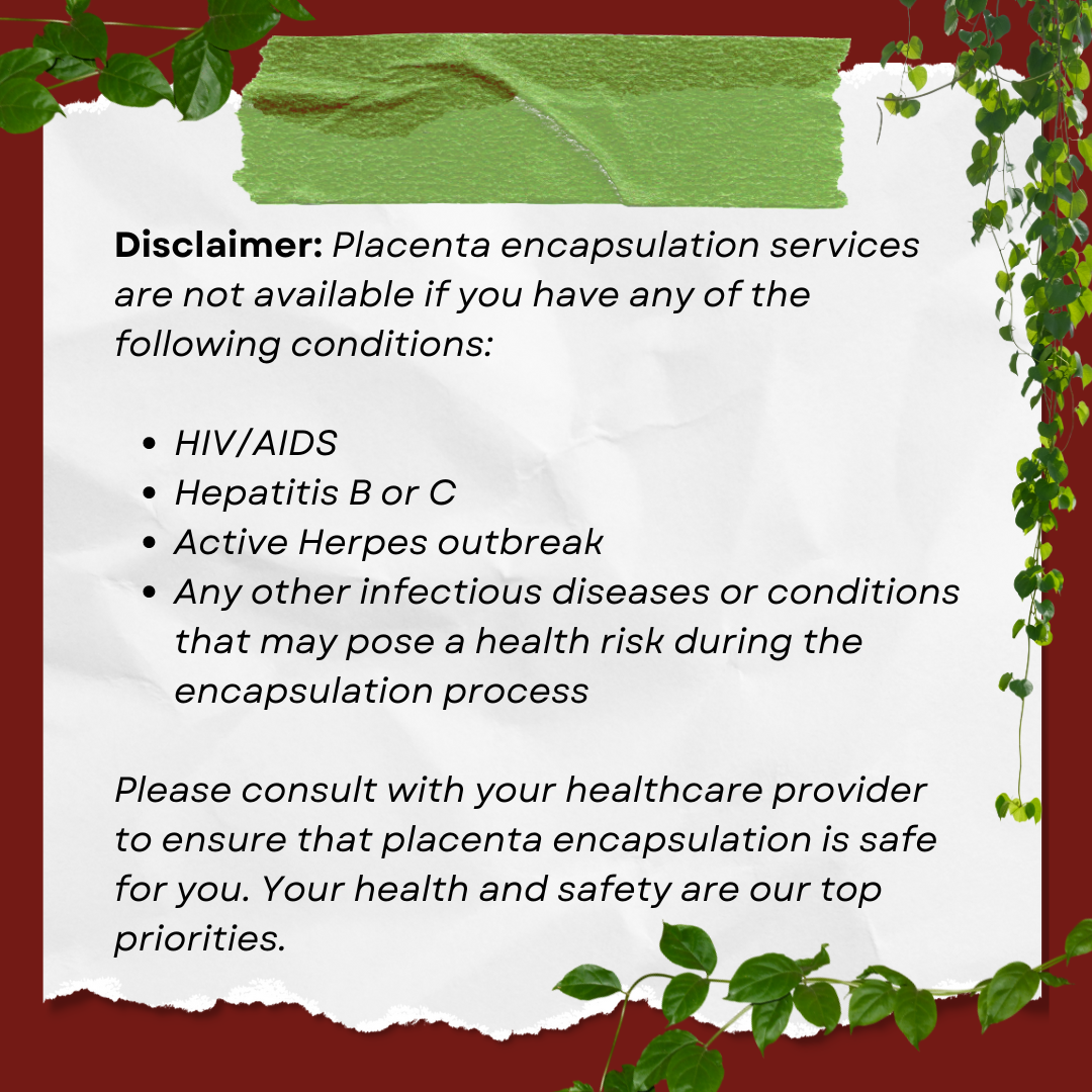 placenta encapsulation service disclaimer