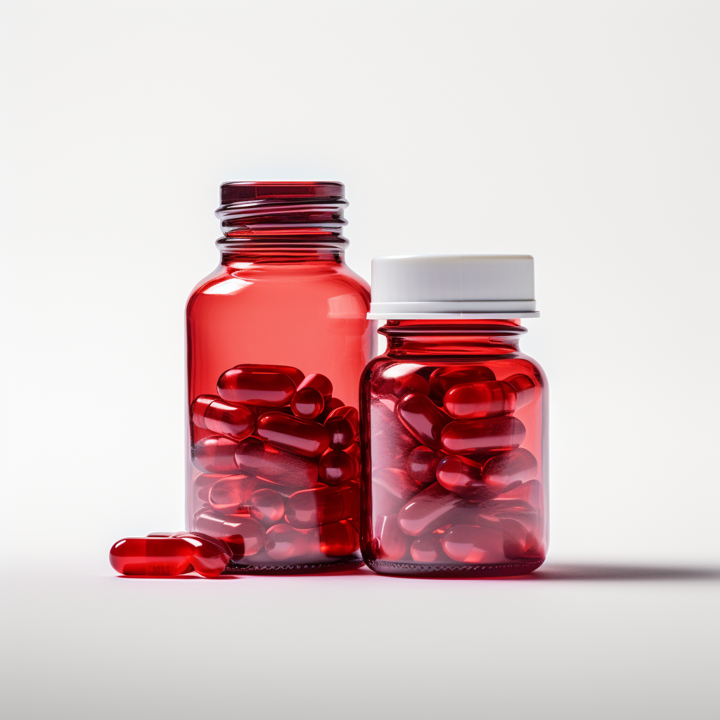 red bottle of placenta encapsulation pills